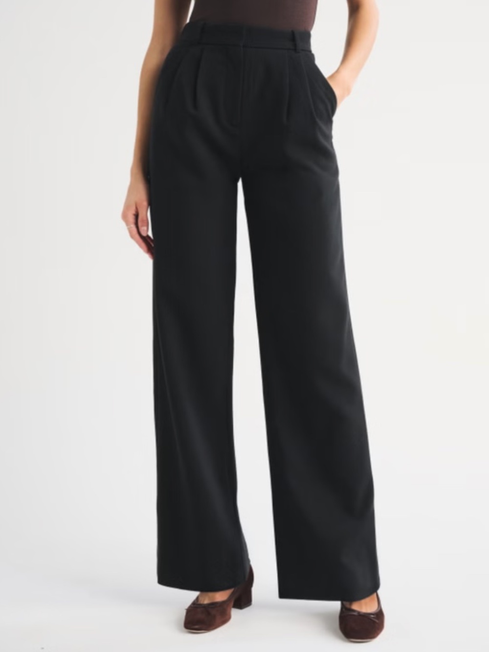 NWOT Abercrombie & Fitch Black Sloane Wide-Leg Trousers